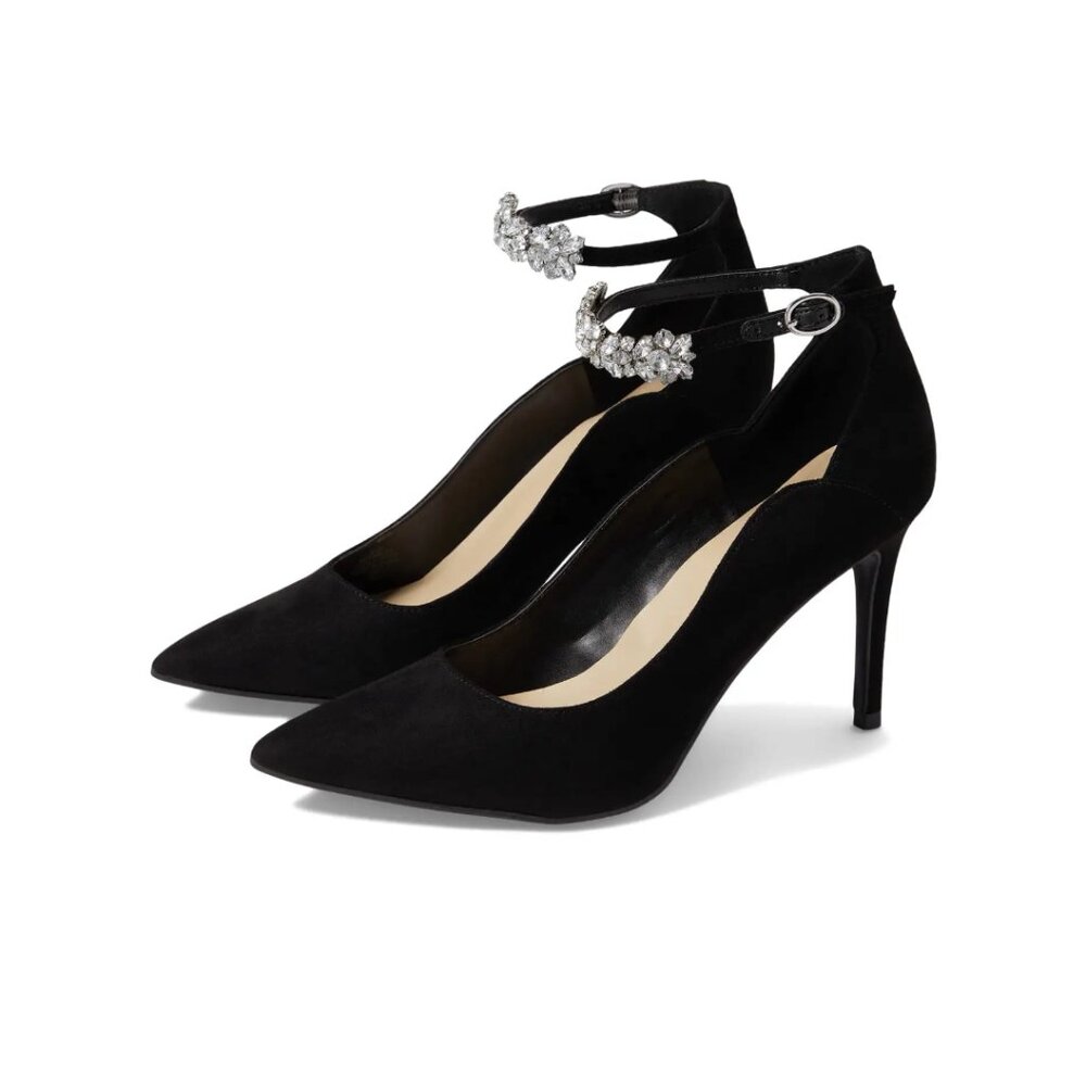 Marc FisherDancee Embellished Rhinestone Ankle Strap Black Pump Heels Sz 8.5